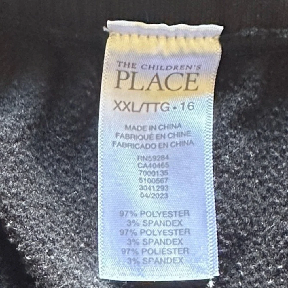 The Children's‎ Place Girls Black Fleece Lined Joggers Size XXL 16